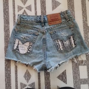 Vintage Levi's cutoffs with boutique patchwork